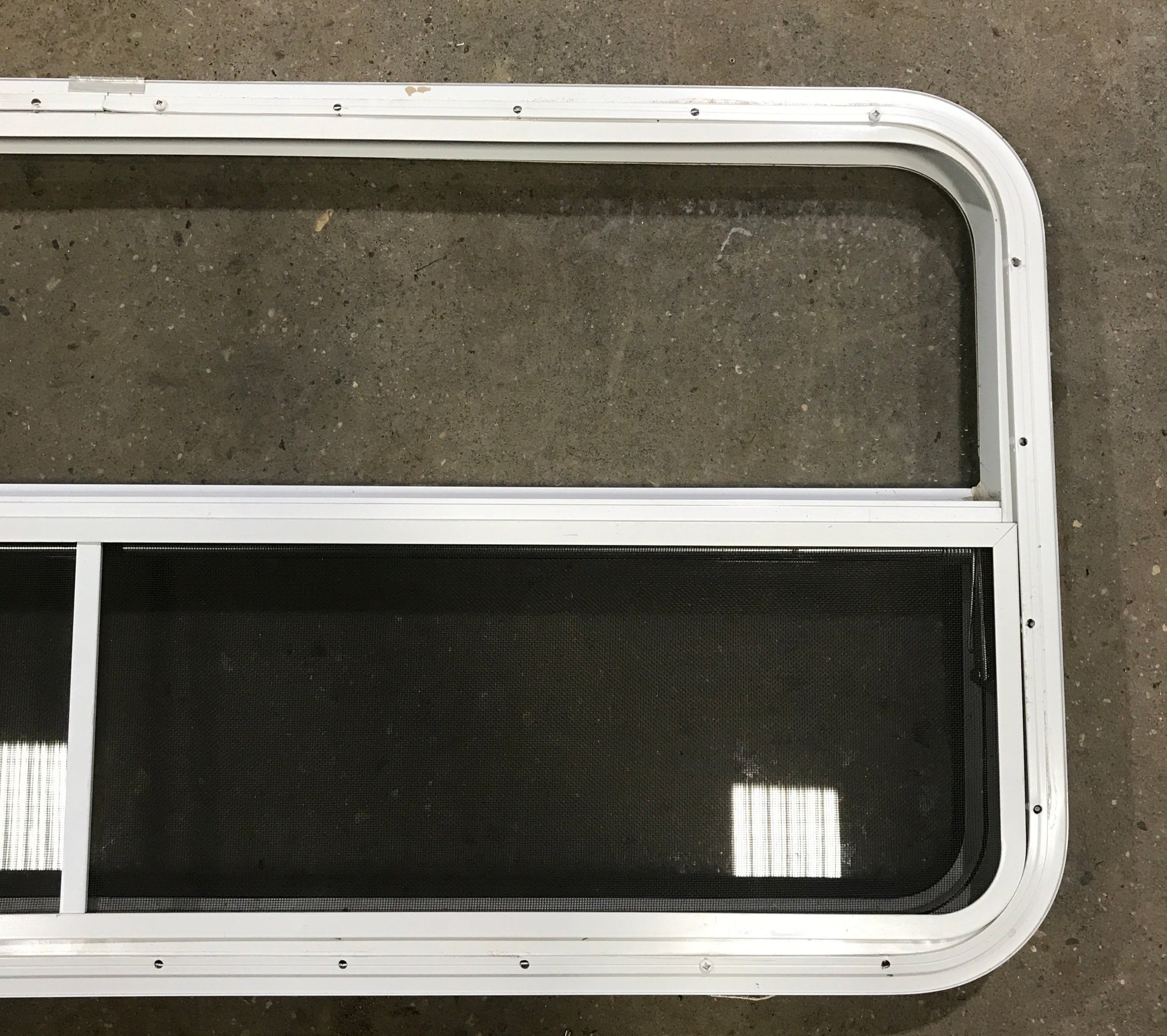 Used White Radius Emergency Opening Window : 47 1/2 W x 21 1/2 H x 1 1/2 D