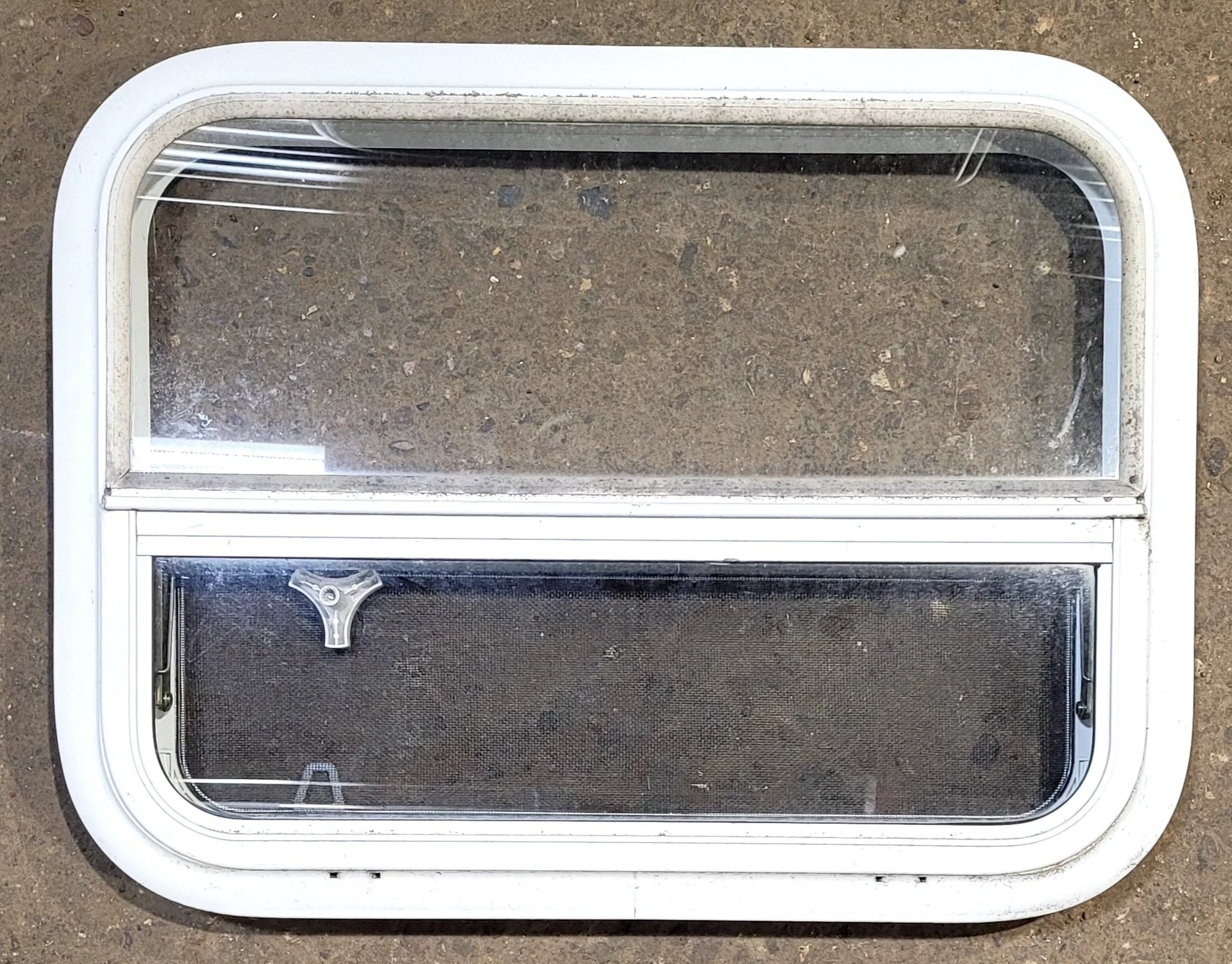 Used White Radius Opening Window : 23 1/2 W x 17 1/2 H x 1 7/8 D