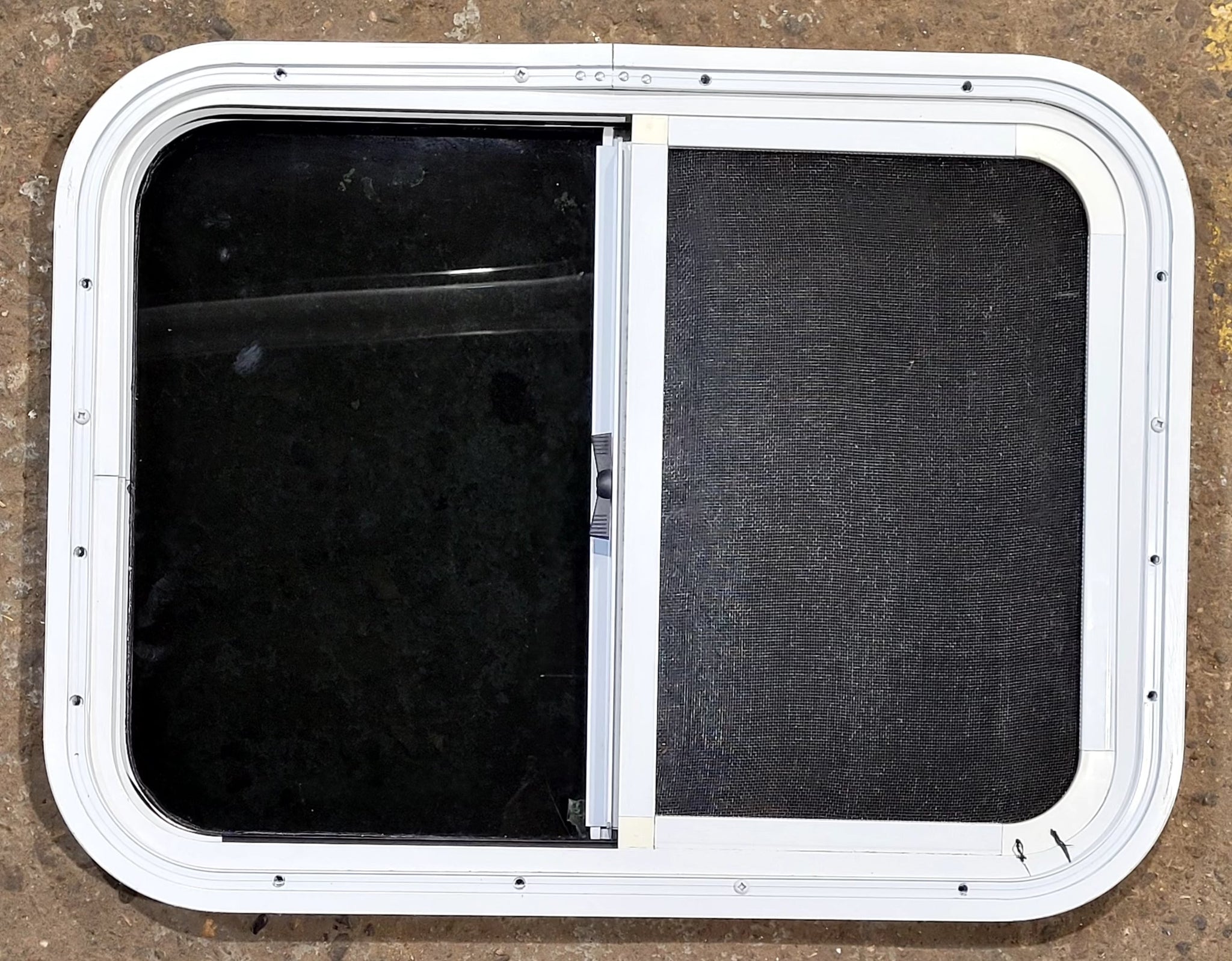 Used White Radius Opening Window : 23 1/2 W x 17 1/2 H x 1 1/4 D