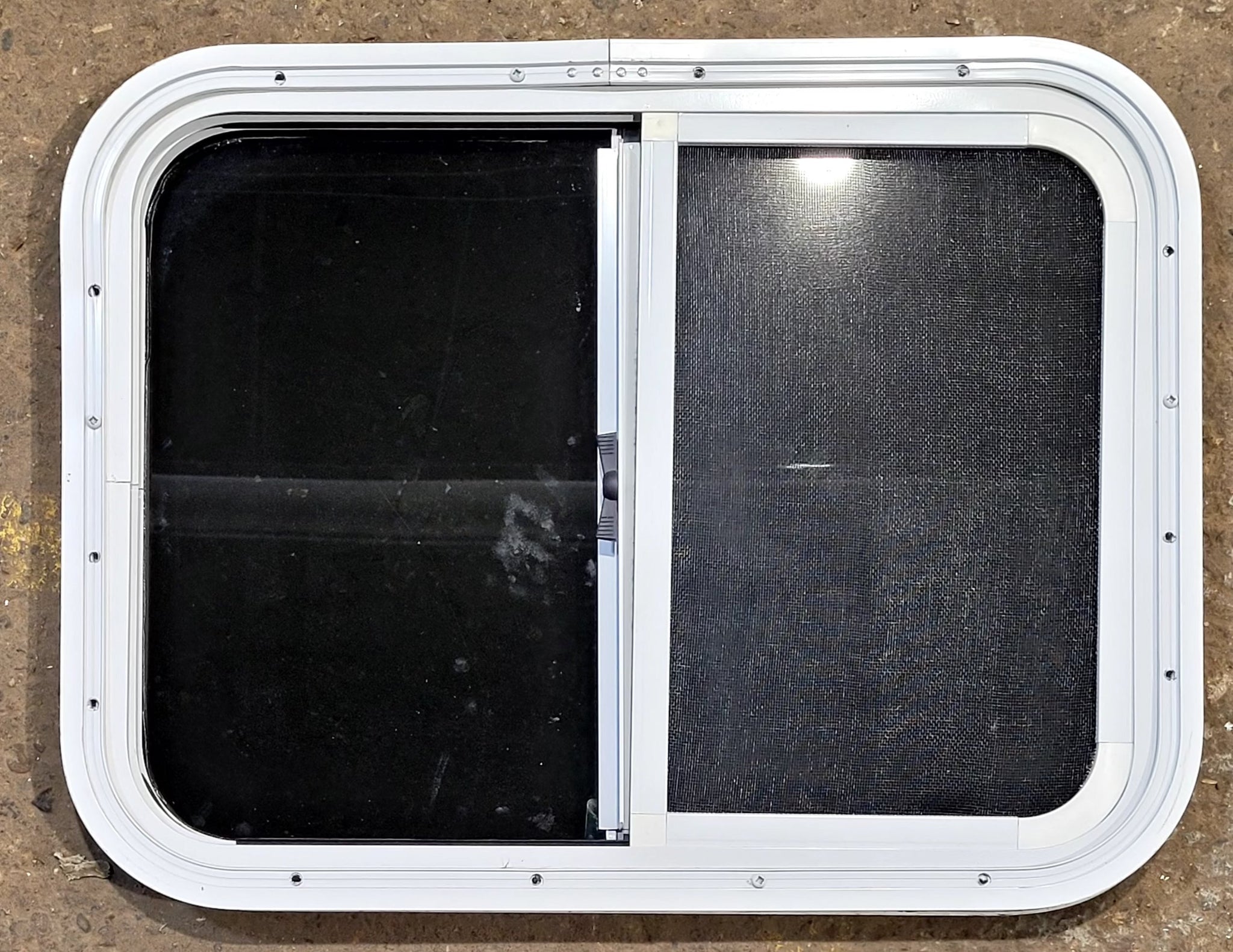 Used White Radius Opening Window : 23 1/2 W x 17 1/2 H x 1 1/4 D