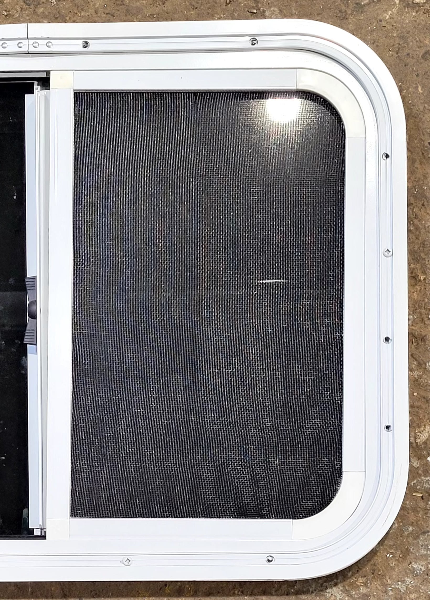Used White Radius Opening Window : 23 1/2 W x 17 1/2 H x 1 1/4 D