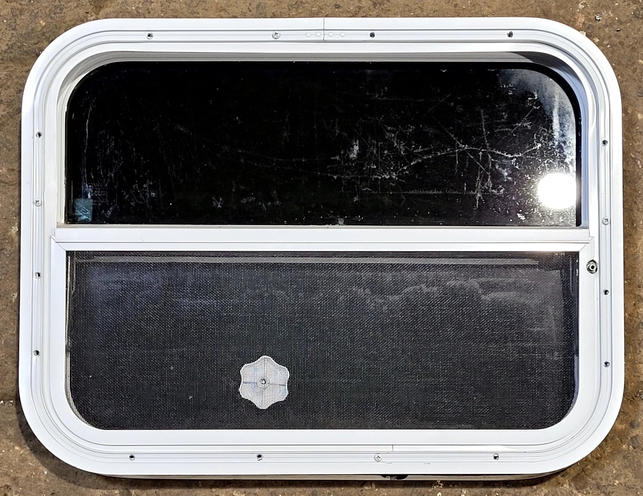 Used White Radius Opening Window : 23 1/2 W x 17 1/2 H x 1 1/2 D