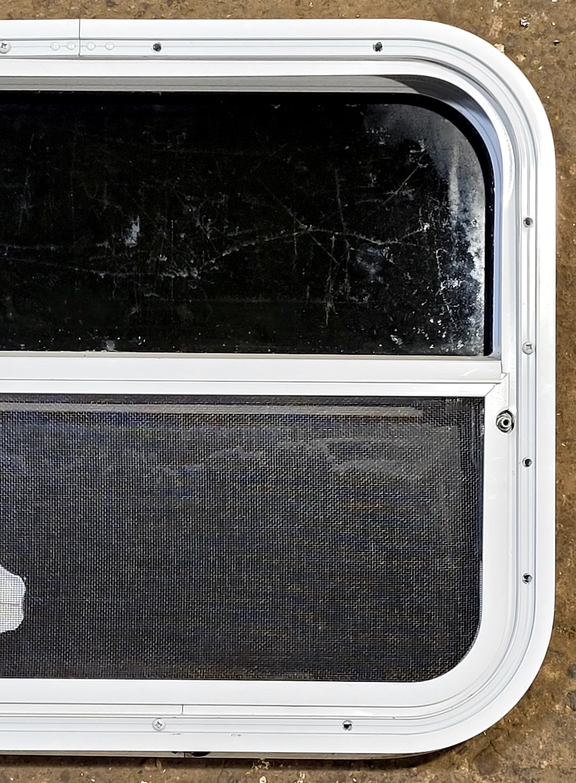 Used White Radius Opening Window : 23 1/2 W x 17 1/2 H x 1 1/2 D