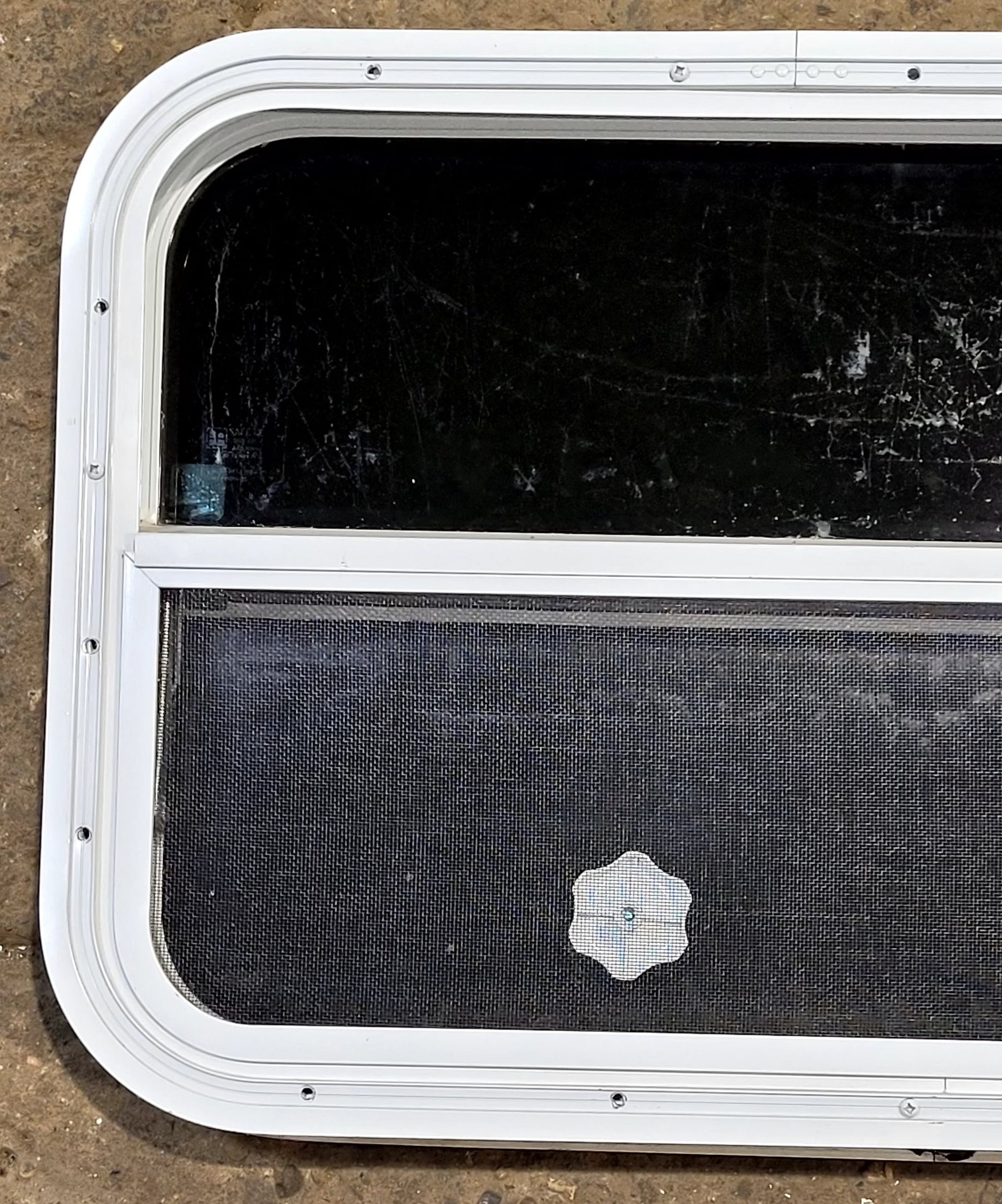 Used White Radius Opening Window : 23 1/2 W x 17 1/2 H x 1 1/2 D