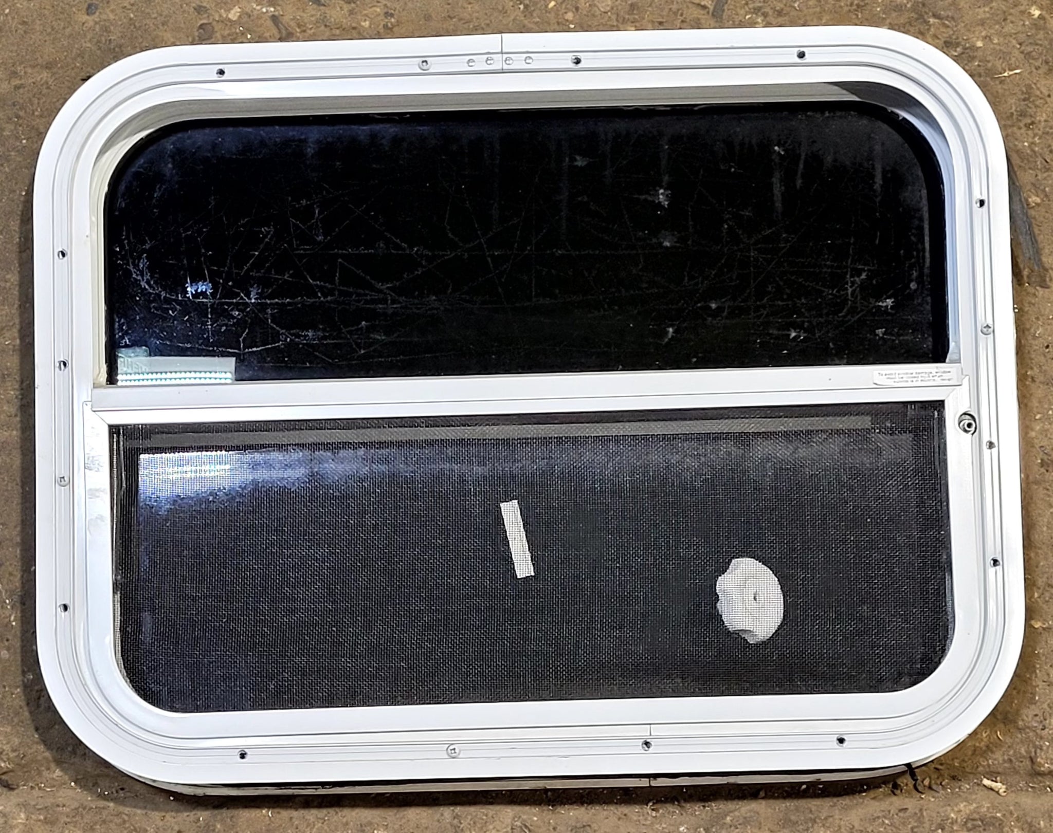Used White Radius Opening Window : 23 1/2 W x 17 1/2 H x 1 1/2 D
