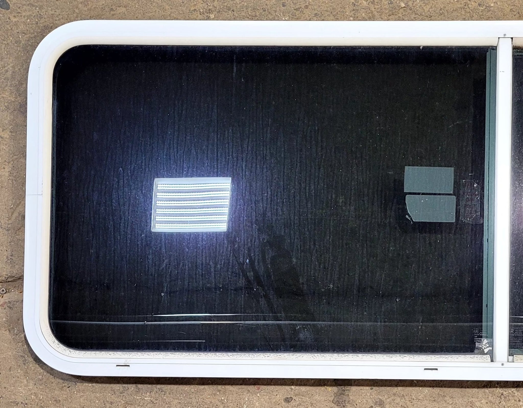 Used White Radius Emergency Opening Window : 59 1/2 W x 21 1/2 H x 1 3/4 D