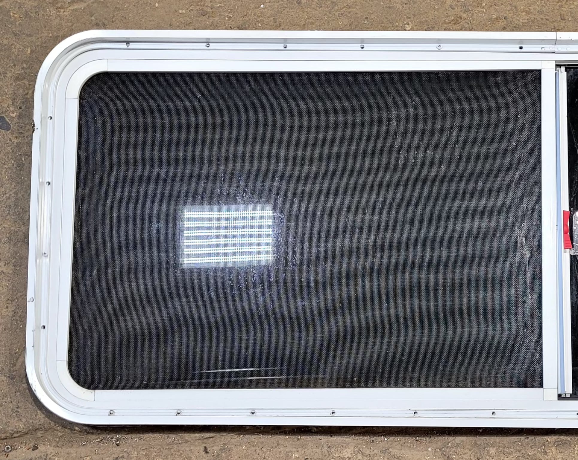 Used White Radius Emergency Opening Window : 59 1/2 W x 21 1/2 H x 1 3/4 D