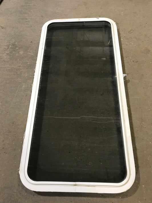 Used White Radius Non Opening Window : 47 3/4 W x 21 1/2 H x 2 D