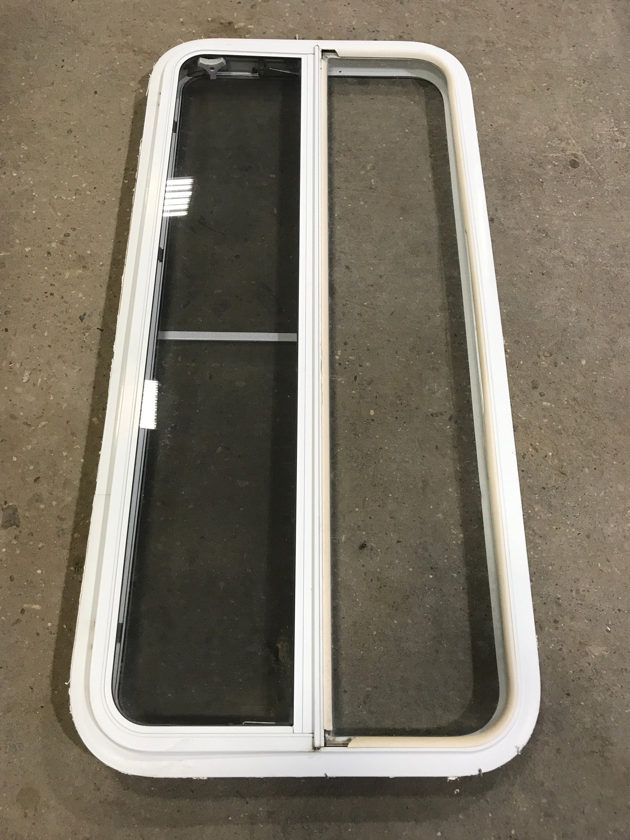Used White Radius Emergency Opening Window : 47 1/2 W x 21 1/2 H x 1 1/2 D