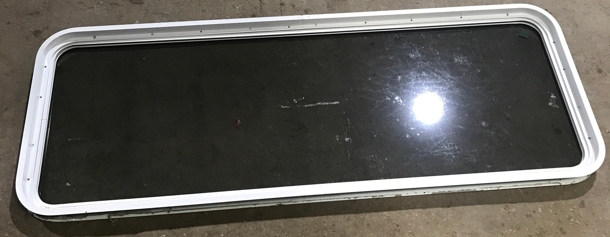 Used White Radius Non Opening Window : 60 W x 21 1/2 H x 1 7/8 D