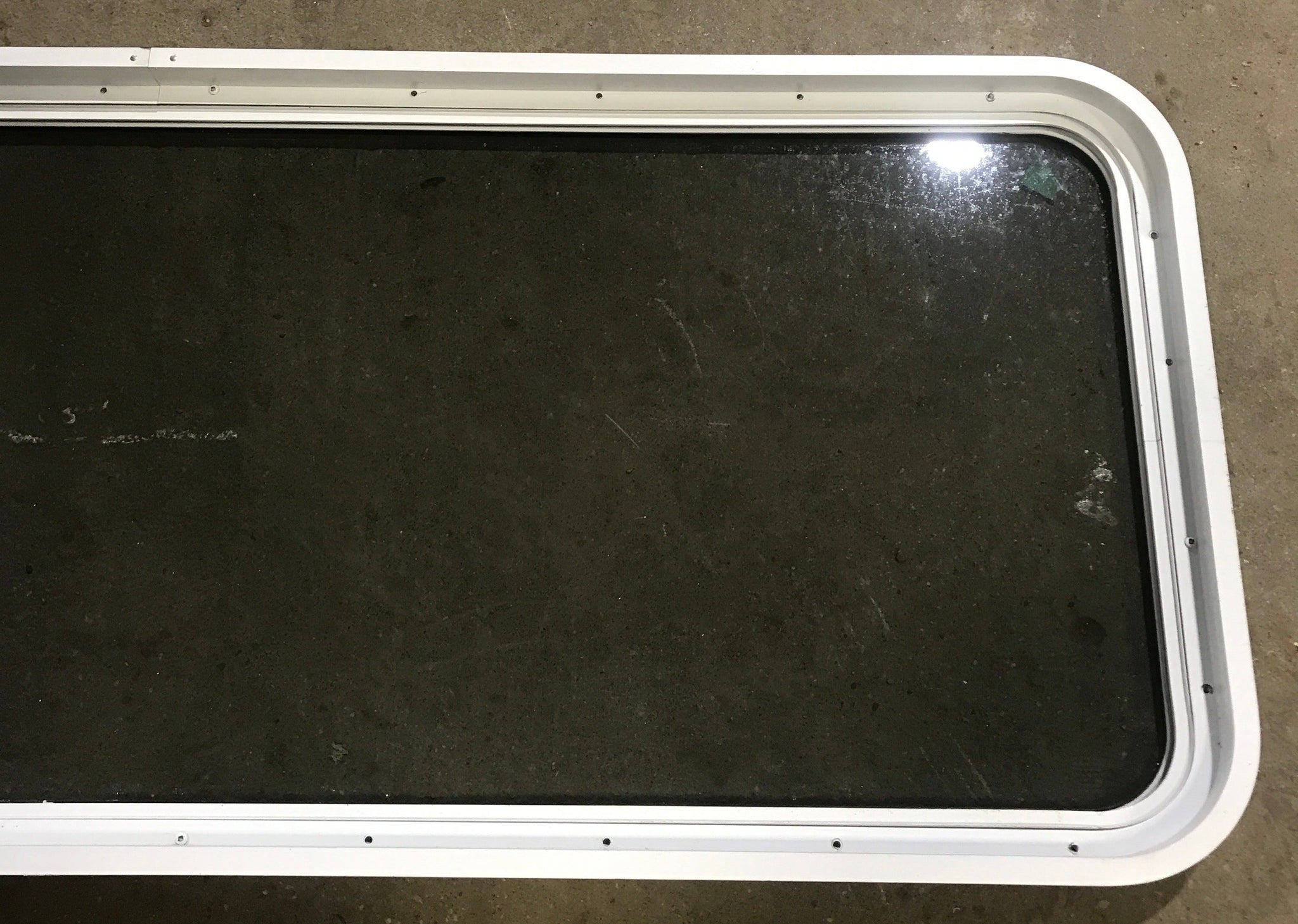 Used White Radius Non Opening Window : 60 W x 21 1/2 H x 1 7/8 D