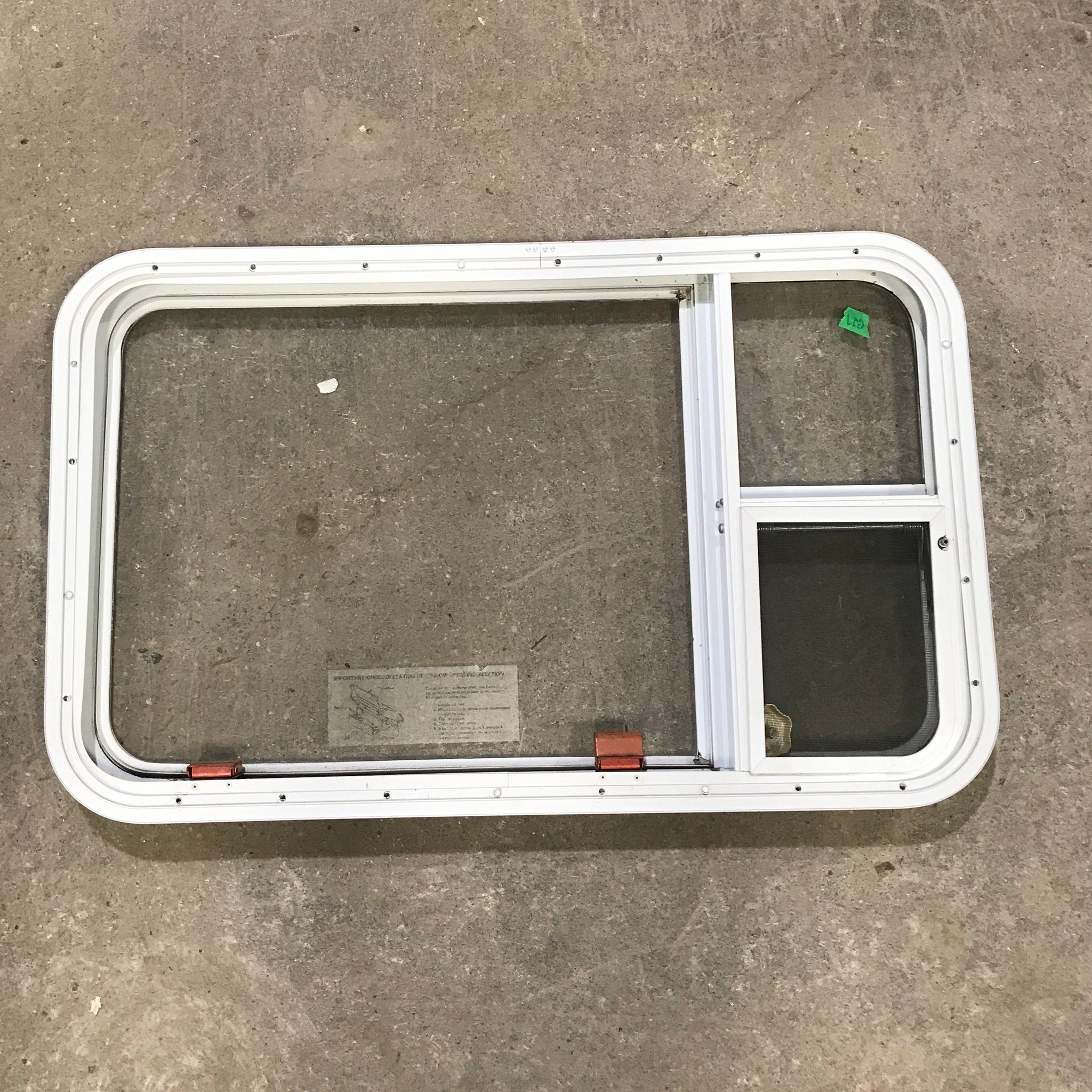 Used White Radius Emergency Opening Window : 35 1/2 W x 21 1/2 H x 1 7/8 D
