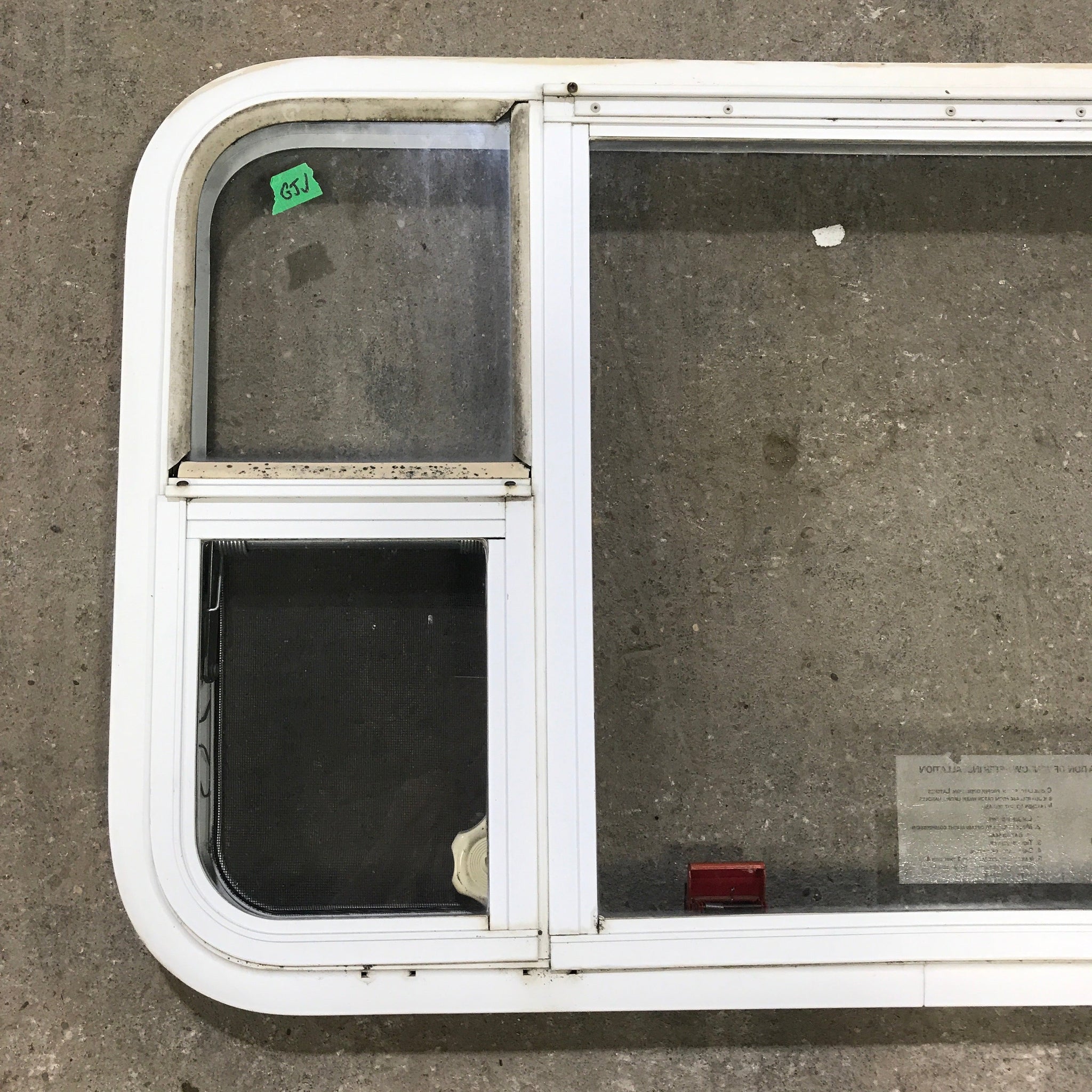 Used White Radius Emergency Opening Window : 35 1/2 W x 21 1/2 H x 1 7/8 D