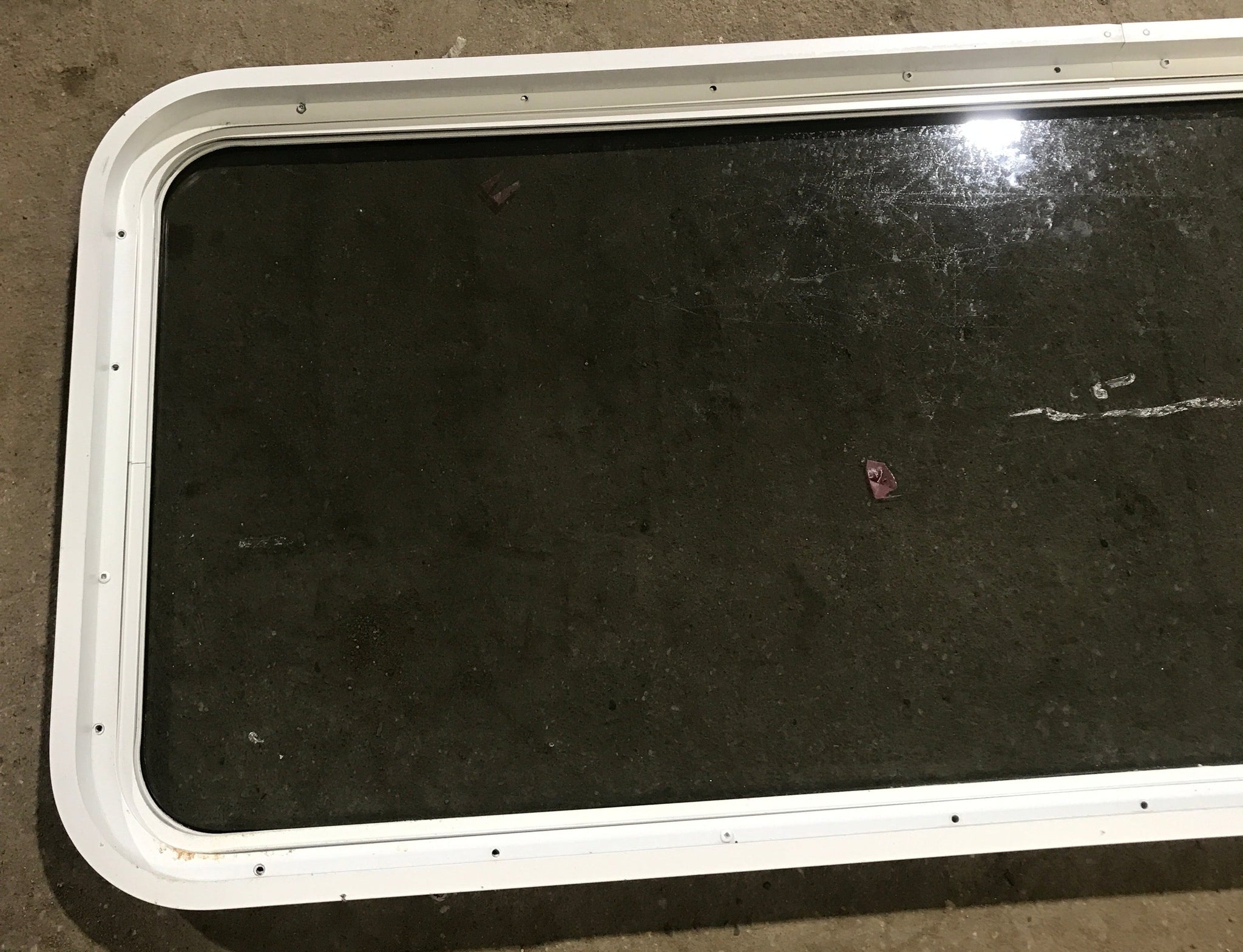 Used White Radius Non Opening Window : 60 W x 21 1/2 H x 1 7/8 D