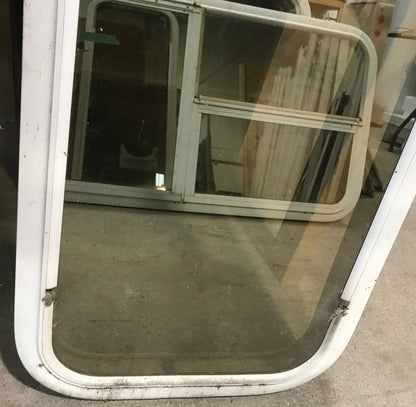 Used White Radius Non Opening Window : 45 1/2 W x 15 1/2 H x 2 D