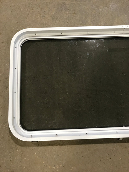 Used White Radius Non Opening Window : 47 3/4 W x 21 1/2 H x 2 D