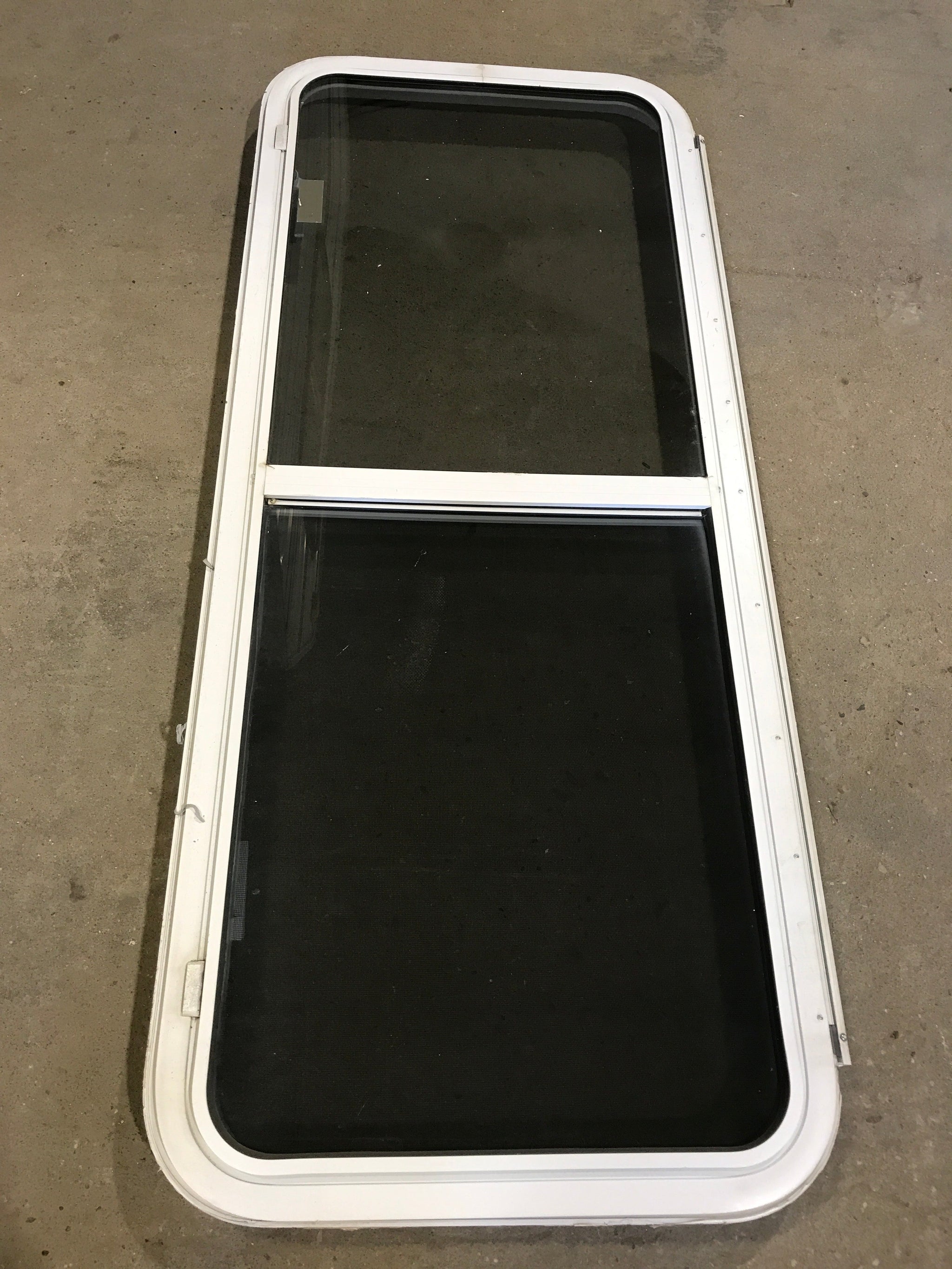 Used White Radius Emergency Opening Window : 54 1/4 W x 21 3/4 H x 2 D