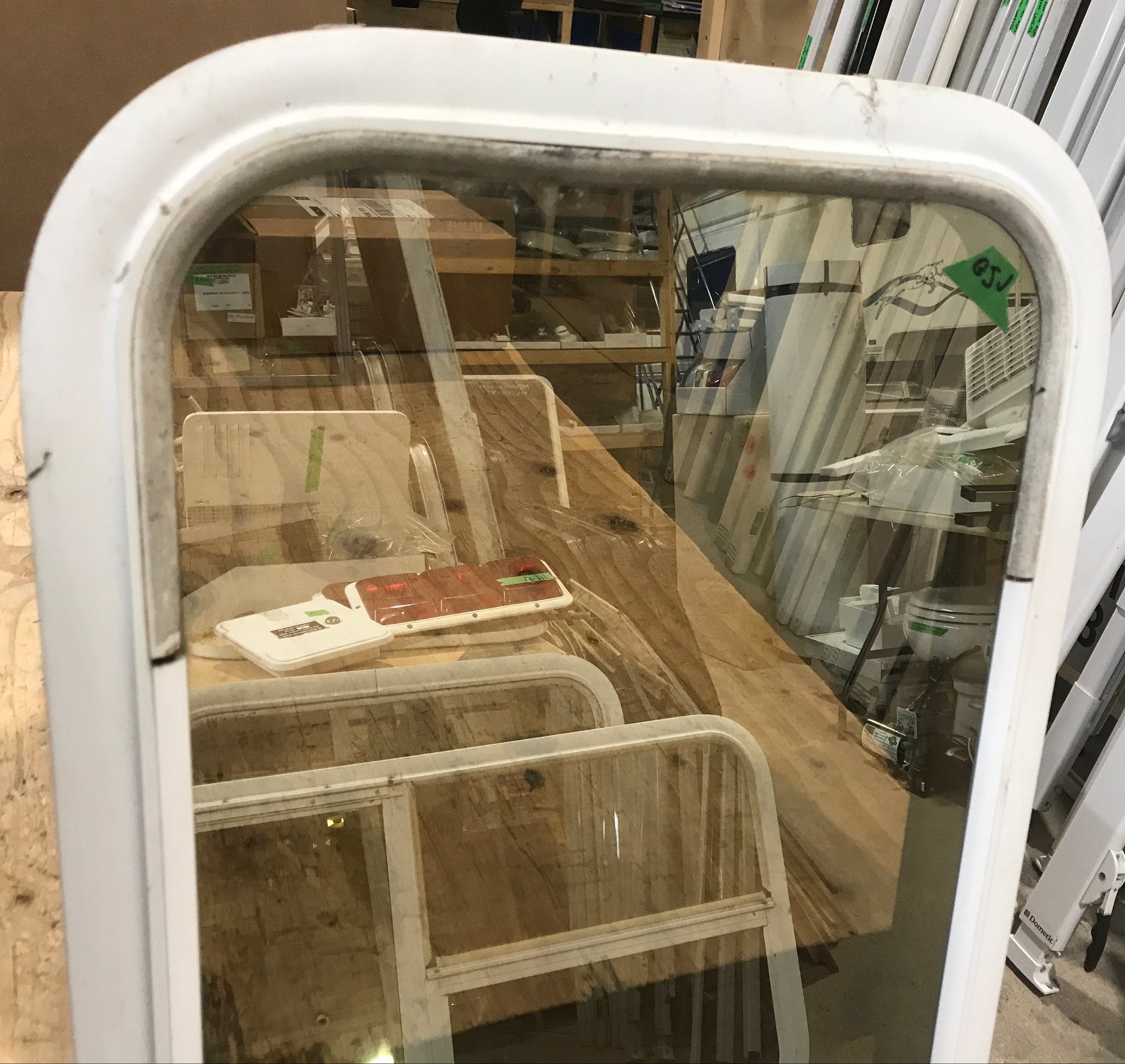 Used White Radius Non Opening Window : 45 1/2 W x 15 1/2 H x 2 D