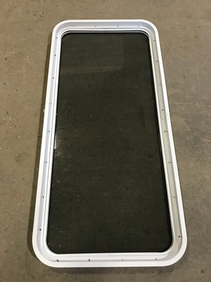 Used White Radius Non Opening Window : 47 3/4 W x 21 1/2 H x 2 D