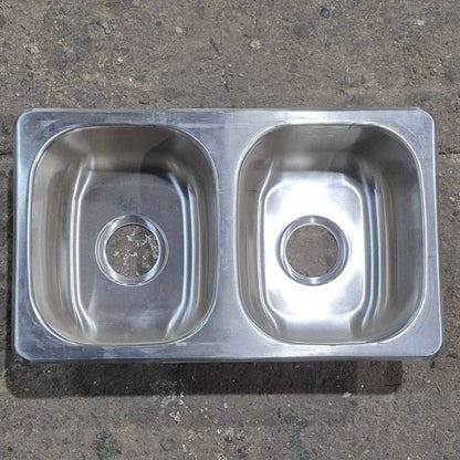 Used Stainless Steel Double Kitchen Sink - 25 1/8 X 13 1/8