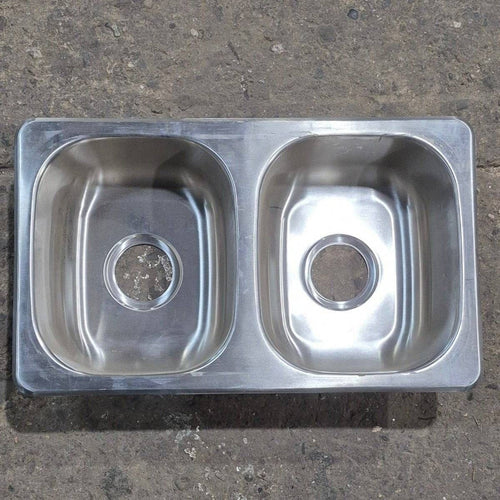 Used Stainless Steel Double Kitchen Sink - 25 1/8 X 13 1/8