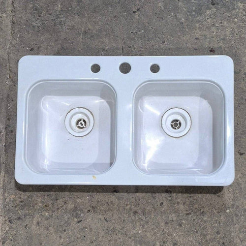 Used White Double Kitchen Sink - 29 x 17 1/2 x 9 1/2