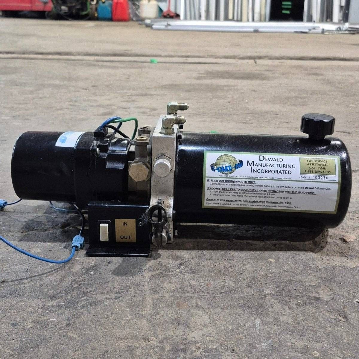 Used Dewald RV Slide Out Hydraulic Pump/ Motor/ Tank Assembly