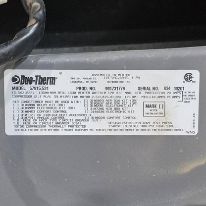 Used Duo-Therm Air Conditioner, Head Unit, 13500 BTU, Cool Only - 57915.531