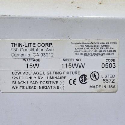 Used Thin-Lite Single Fluorescent Light Fixture - Model 115
