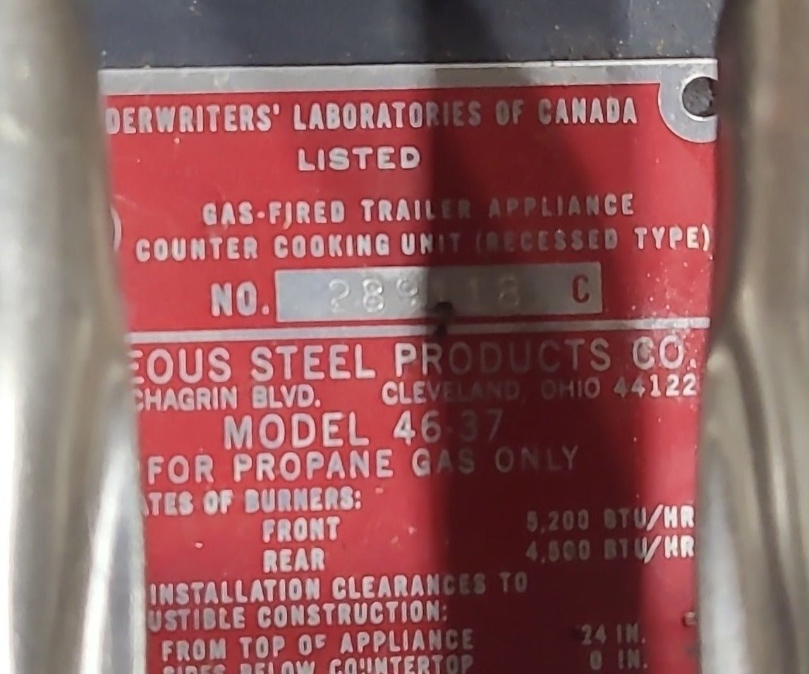 Used Vintage/ Retro 3 Burner RV Cooktop - Underwriters' Laboratories of Canada (ULC) 46-37