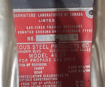 Used Vintage/ Retro 3 Burner RV Cooktop - Underwriters' Laboratories of Canada (ULC) 46-37