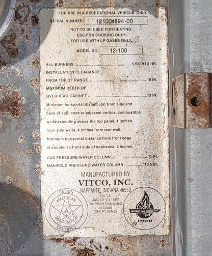 Used Vitco 2 Burner RV Cooktop - 12-100