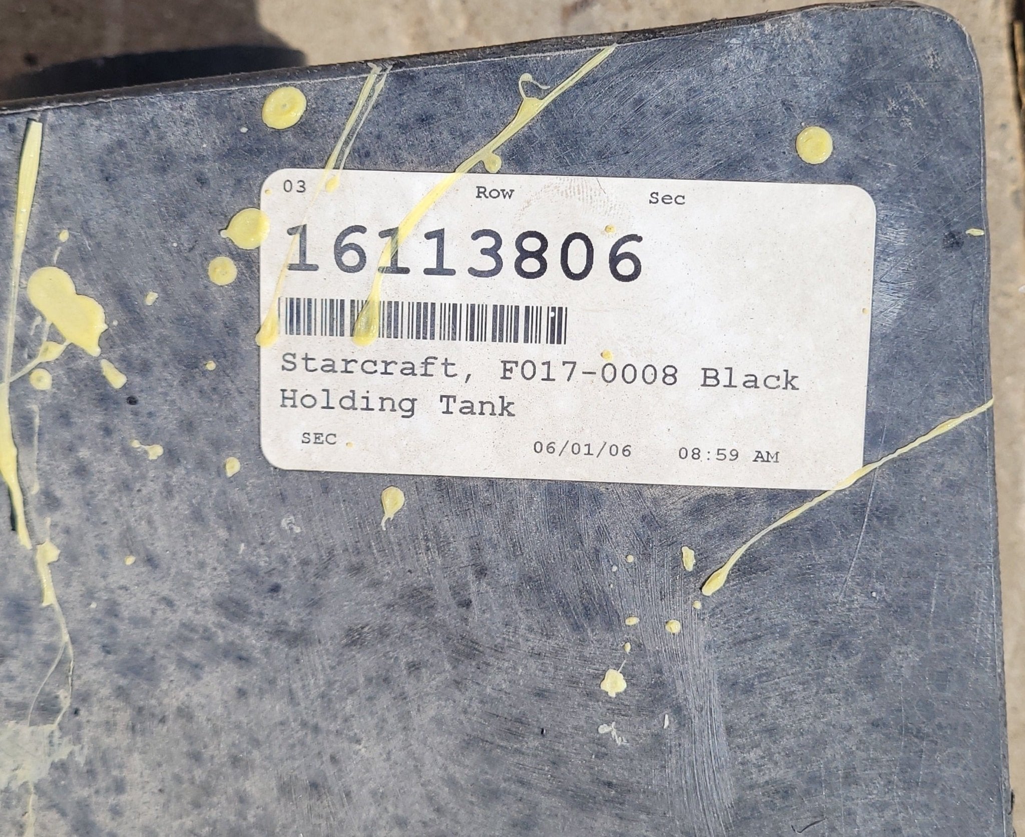 Used Waste/ Black Water Tank 52 3/4 X 20 X 8 7/8