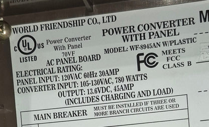 Used WFCO Converter, 30 AMP - WF-8945AN