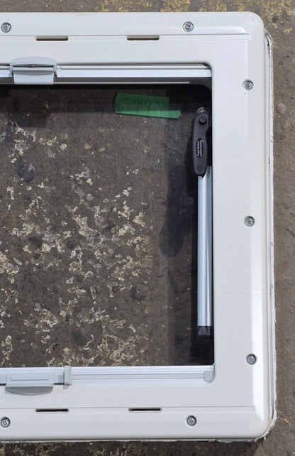 Used White Radius Emergency Opening Window : 18 7/8 W x 16 7/8 H x 1 D