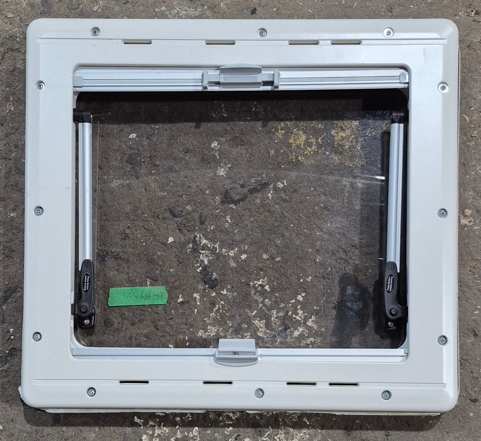 Used White Radius Emergency Opening Window : 18 7/8 W x 16 7/8 H x 1 D