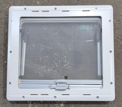 Used White Radius Emergency Opening Window : 18 7/8 W x 16 7/8 H x 1 D