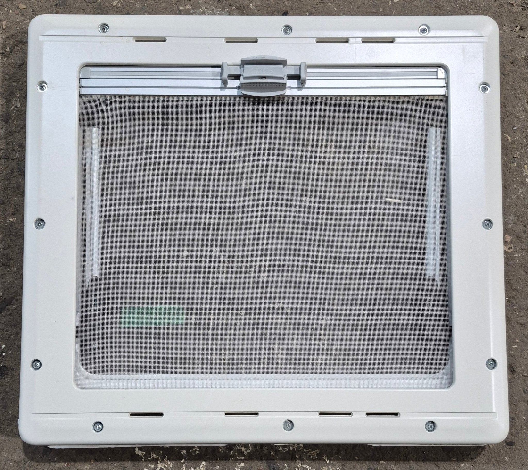 Used White Radius Emergency Opening Window : 18 7/8 W x 16 7/8 H x 1 D