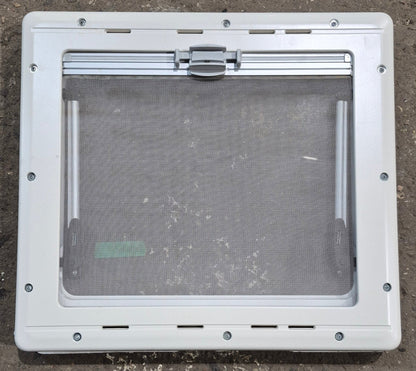 Used White Radius Emergency Opening Window : 18 7/8 W x 16 7/8 H x 1 D