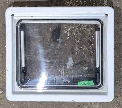Used White Radius Emergency Opening Window : 18 7/8 W x 16 7/8 H x 1 D