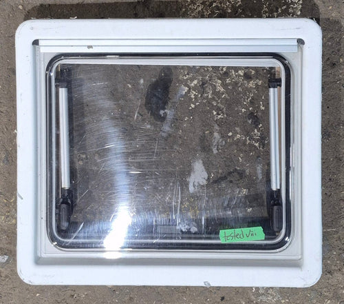 Used White Radius Emergency Opening Window : 18 7/8 W x 16 7/8 H x 1 D