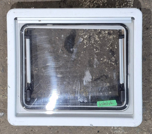 Used White Radius Emergency Opening Window : 18 7/8 W x 16 7/8 H x 1 D