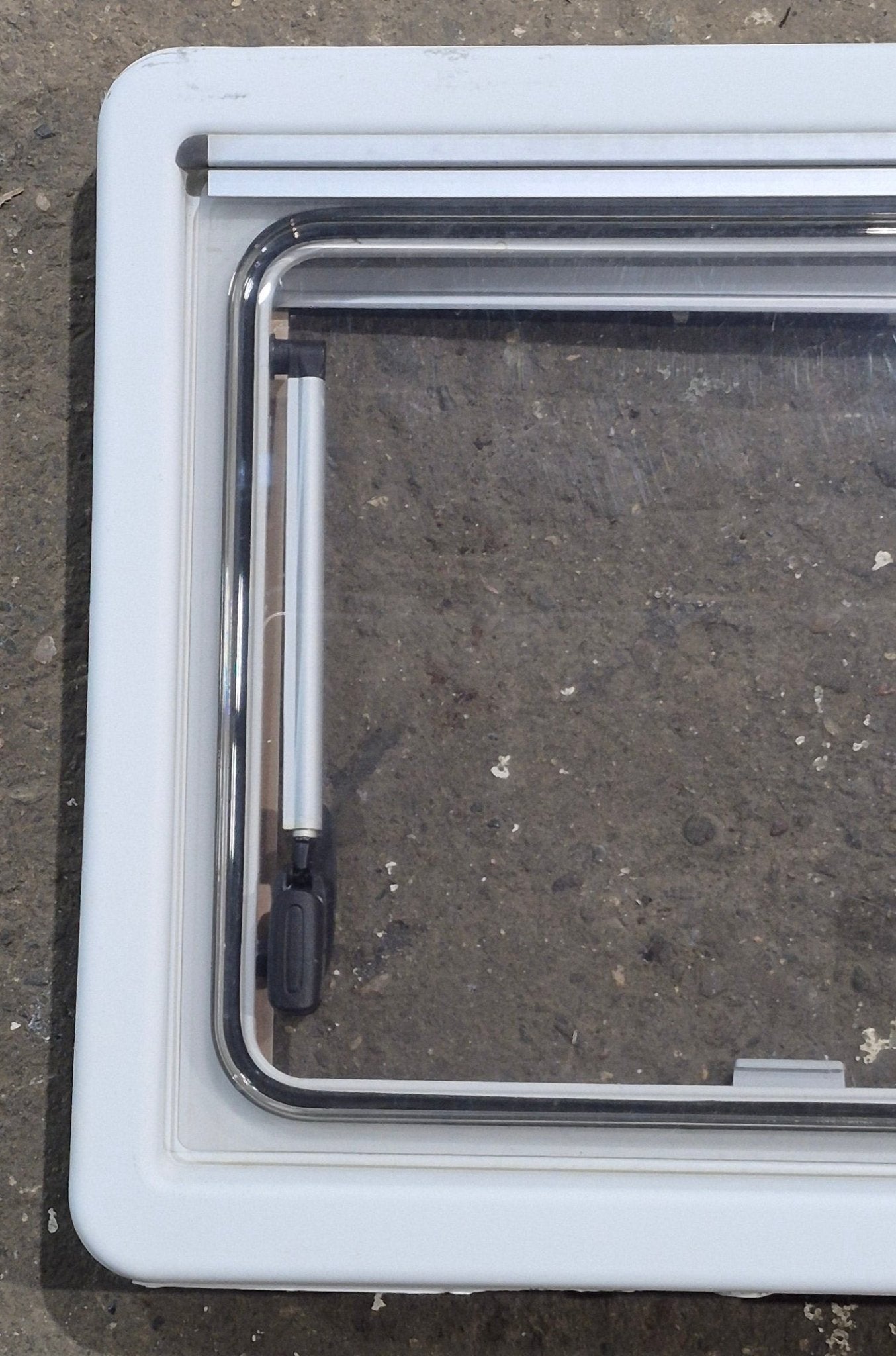 Used White Radius Emergency Opening Window : 18 7/8 W x 16 7/8 H x 1 D