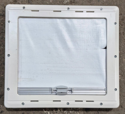 Used White Radius Emergency Opening Window : 18 7/8 W x 16 7/8 H x 1 D