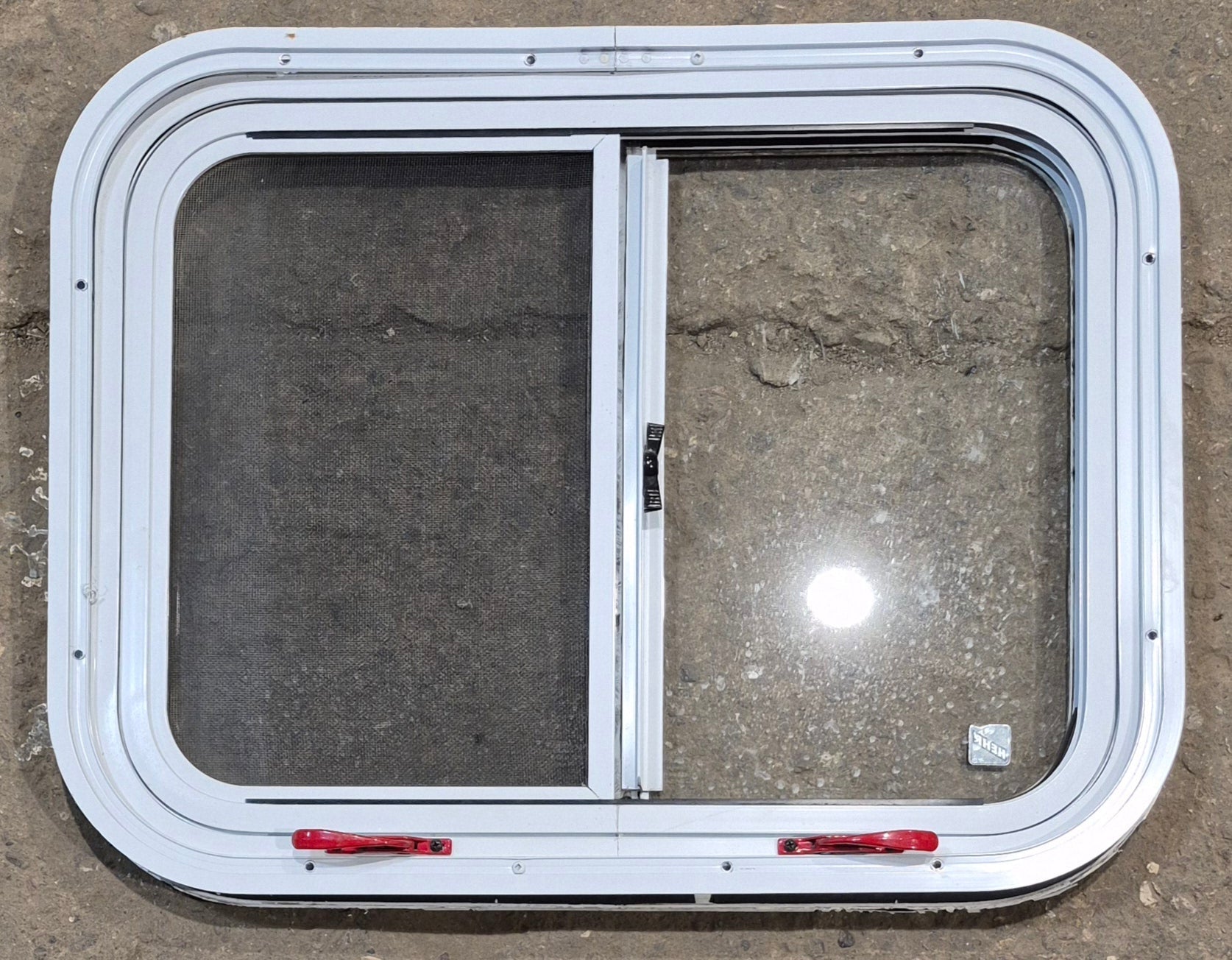 Used White Radius Emergency Opening Window : 25 1/2 W x 19 1/2 H x 1 1/4 D