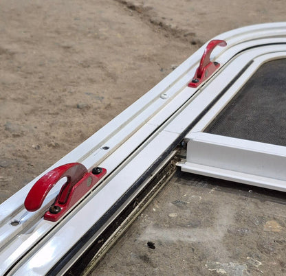 Used White Radius Emergency Opening Window : 25 1/2 W x 19 1/2 H x 1 1/4 D