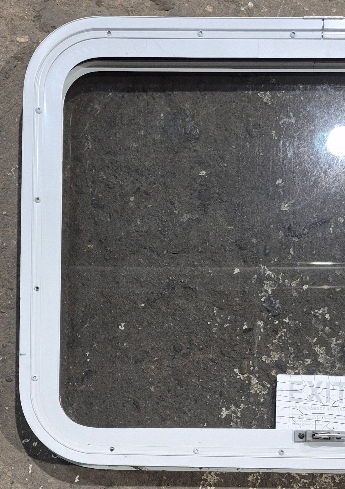Used White Radius Emergency Opening Window : 29 1/4 W x 21 1/4 H x 1 3/4 D