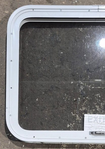 Used White Radius Emergency Opening Window : 29 1/4 W x 21 1/4 H x 1 3/4 D