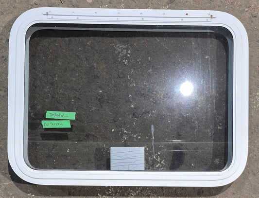 Used White Radius Emergency Opening Window : 29 1/4 W x 21 1/4 H x 1 3/4 D