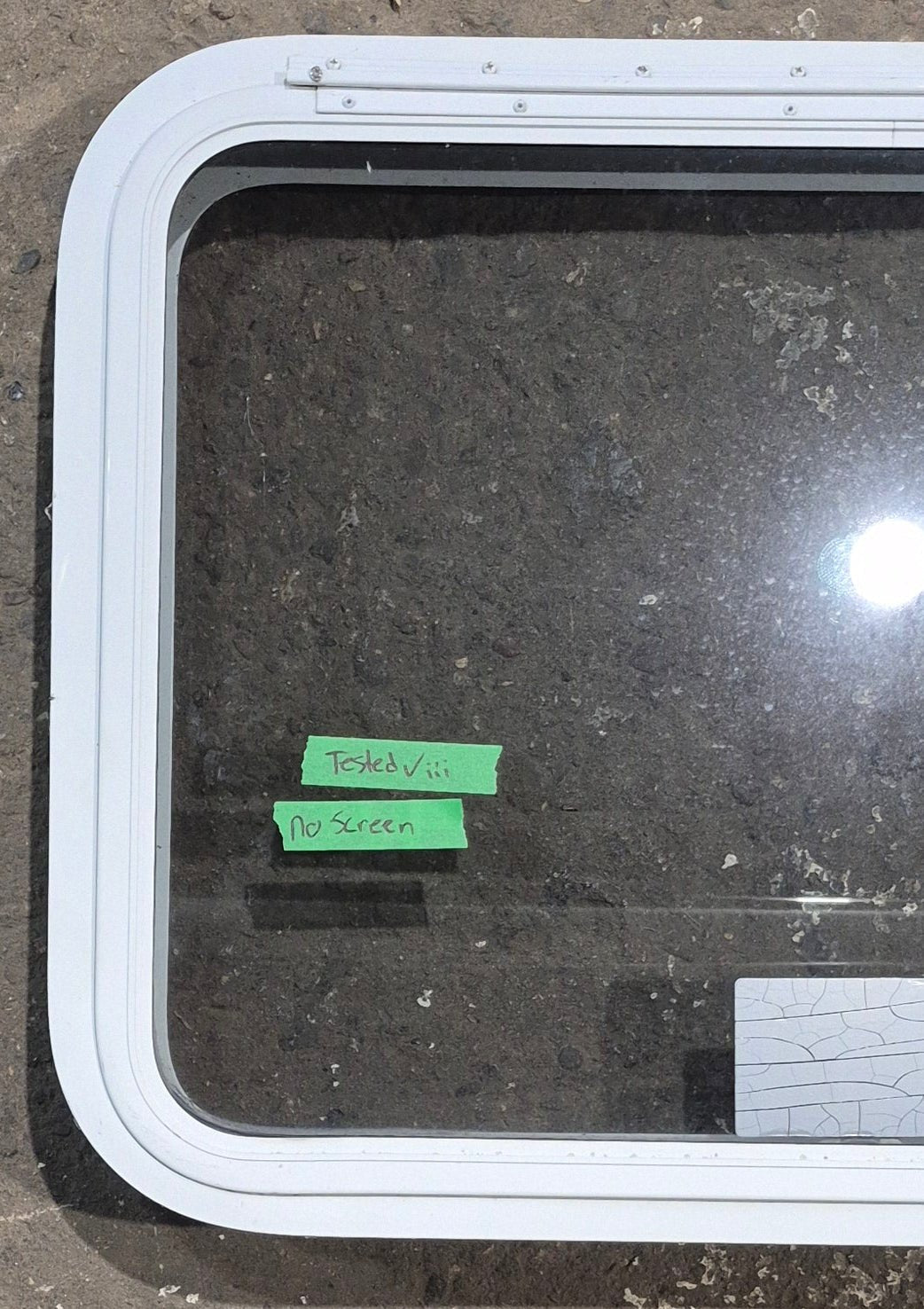 Used White Radius Emergency Opening Window : 29 1/4 W x 21 1/4 H x 1 3/4 D